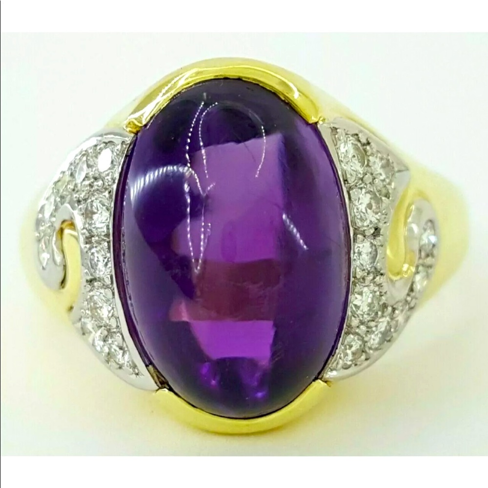 Designer Michael Bondanza Amethyst and Diamond Ring 18k